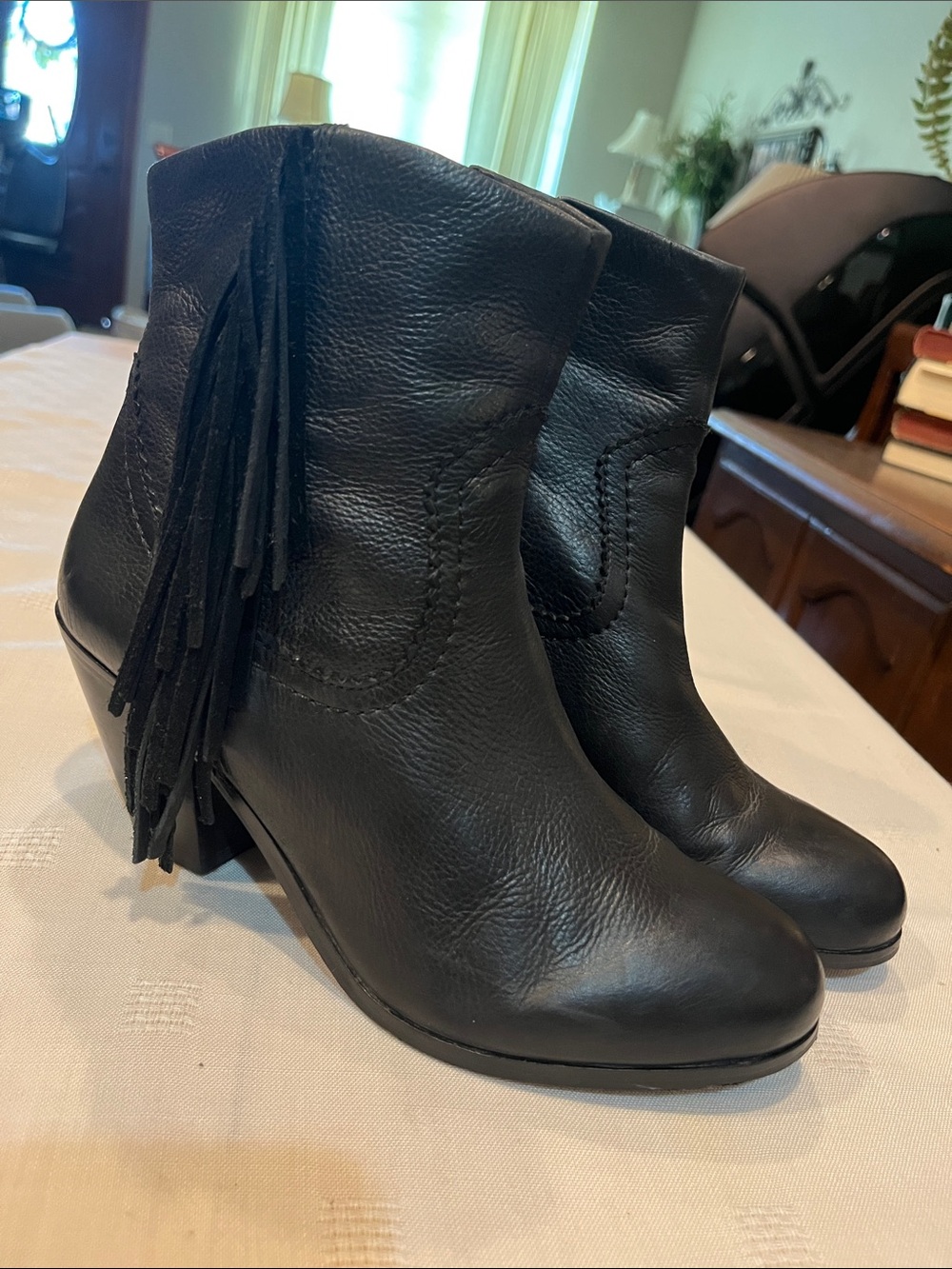 Sam Edelman Louis Fringe Leather Ankle Boot size 7 women’s